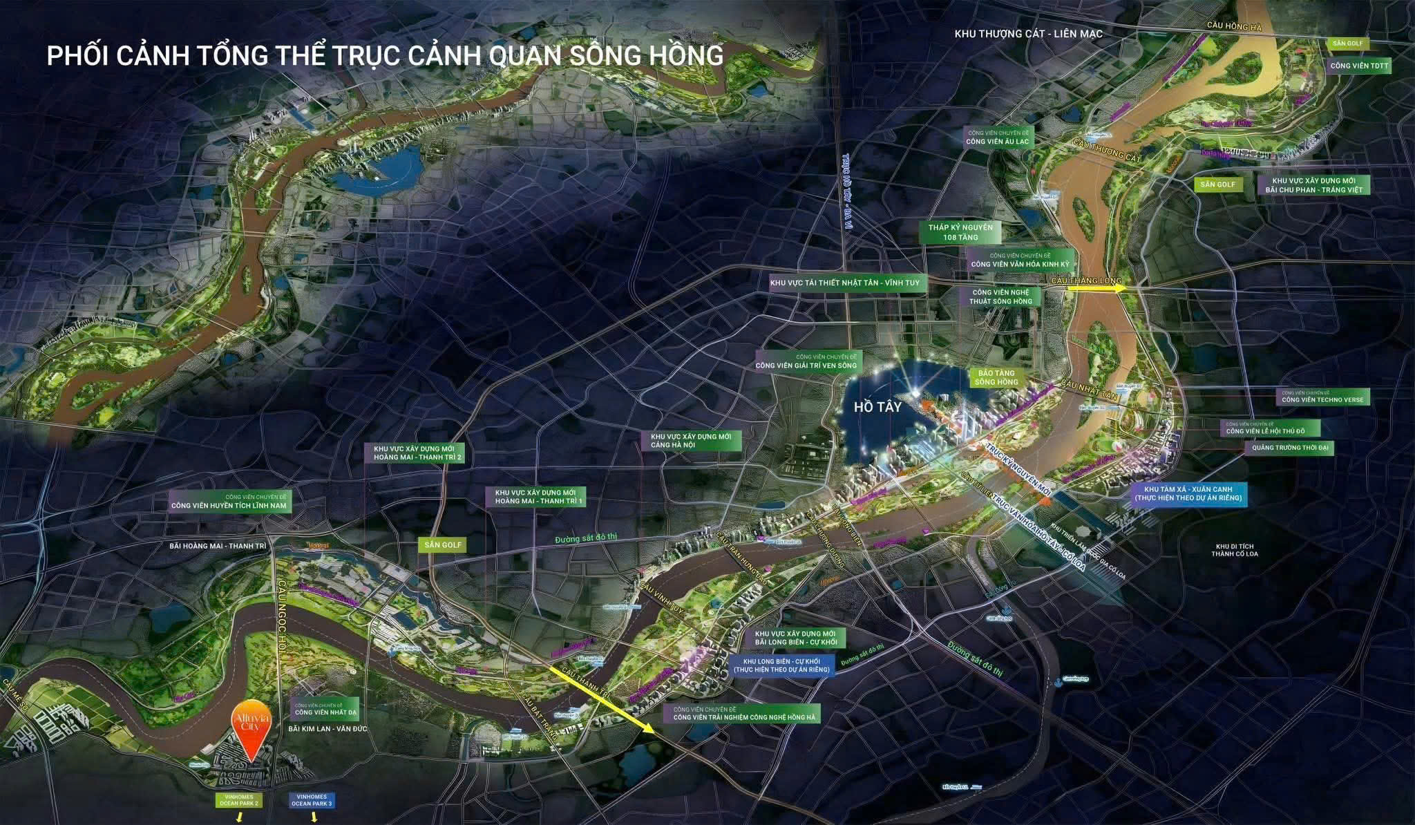 Phối cảnh trục đại lộ cảnh quan sông Hồng